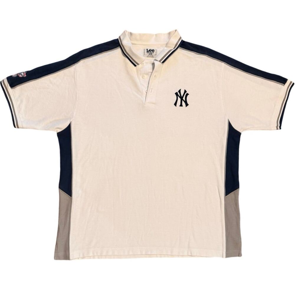 Vintage 90s Lee Sport New York Yankees Color Block Polo Shirt MLB Mens 2XL XXL